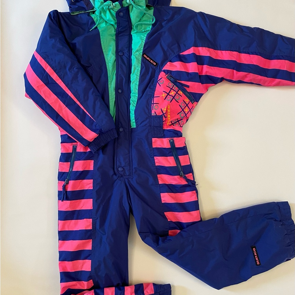 {SOLD} Vintage colour block Kids' Purple and Pink Snowsuit